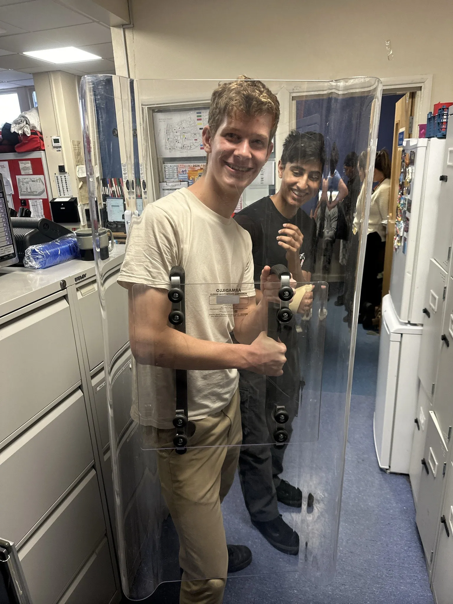 De-escalation equipment inspection during security rotation at Whittington Hospital